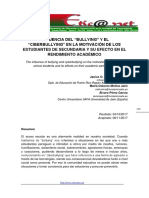 Influencia Del "Bullying" Y El "Ciberbullying" en La Motivación de Los Estudiantes de Secundaria Y Su Efecto en El Rendimiento Académico