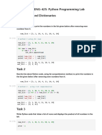 ITEC-425 / SENG-425: Python Programming Lab Lab 8: Lists and Dictionaries Task 1