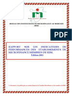 Rapport SUR LES Indicateurs DE Performances Des Etablissements de Microfinance Membres Du Rim. E