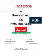 A Research Project On AMUL India Pvt. LTD: Acknowledgement