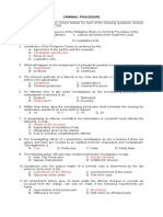 Rules of Court: Criminal Procedure INSTRUCTION: Select The Correct Answer For Each of The Following Questions. Answer