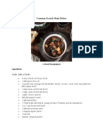 Common French Main Dishes: 1. Boeuf Bourguignon Ingredients