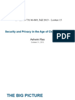 15-421/08-731/46-869, Fall 2013 - Lecture 15: Security and Privacy in The Age of Cloud Computing