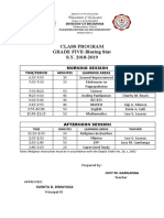 Class Program GRADE FIVE-Blazing Star S.Y. 2018-2019: Time/Period Minutes Learning Areas Teacher