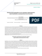 Evaluación Formativa en El Contexto Universitario Oportunidades y Propuestas de Actuación