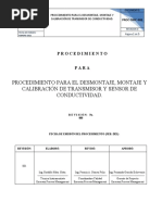 Procedimiento de Desmontaje Montaje y Calibración de Transmisor de Conductividad