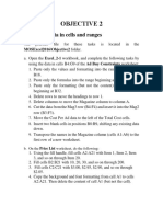 Objective 2: 2.1 Insert Data in Cells and Ranges