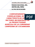 La Productividad Agrícola de La Comunidad Campesina de Cochangara