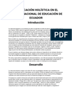 La Educación Holística en El Sistema Nacional de Educación de Ecuador