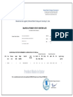 Product Made in Qatar: Manufacturer'S Test Certificate