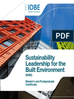 Sustainability Leadership For The Built Environment: (IDBE) Master's and Postgraduate Certificate