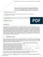 A Study On Satisfaction Level of Customers Towards Reliance Jio Fiber