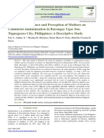 Extent of Compliance and Perception of Mothers On Childhood Immunization in Barangay Ugac Sur, Tuguegarao City, Philippines: A Descriptive Study