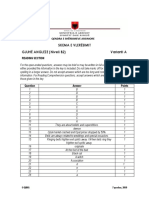 Skema E Vlerësimit Gjuhë Angleze (Niveli B2) Varianti A: Qendra E Shërbimeve Arsimore