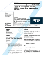 NBR 13896 de 06.1997 - Aterros de Resíduos Não Perigosos - Critérios para Projeto, Implantação e Operação PDF