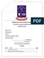 Assignment On Forms of Government: Course Code: JS 103