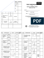 Test Certificate: Vertical Machining Center