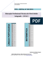 Gabarito Exame de Seleção Ensino Médio Integrado 2016-1 - Edital 061 - 2015