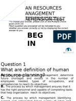 Human Resources Management Comprehension Test: BEG IN