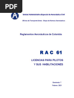 RAC 61 - Licencias para Pilotos y Sus Habilitaciones