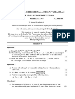 Chavara International Academy, Vazhakulam Half Yearly Examination N.2020 Galaxy Ix Mathematics Marks: 80 (2 Hours 30 Minutes)