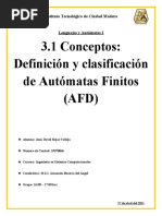 Definición y Clasificación Autómatas Finitos (AFD)