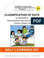 Classification of Data: For Research Special Science High School Grade 8 Quarter 3/ Week 5-8