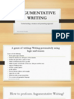 Argumentative Writing: Understanding A Situation and Presenting Argument