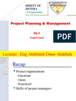 Project Planning & Management: Lecturer: Eng - Abdifatah Omar Abdillahi