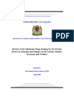 Review of The Minimum Wage-Setting For The Private Sector in Tanzania