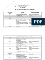 One Year Activity Proposal in Filipino: Time Frame Activities Persons Responsible MAY