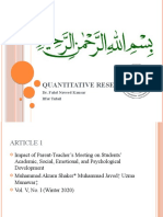 Quantitative Research: Dr. Fahd Naveed Kausar Iffat Tufail