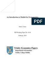 An Introduction To Matlab For Econometrics