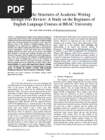 Teaching The Structures of Academic Writing Through Peer Review A Study On The Beginners of English Language Courses at BRAC University