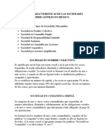 Tipos y Caracteristicas de Las Sociedades Mercantiles en Mexico