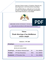 Memoire (Etude Theorique D'un Distillateur Solaire Simple) - 1