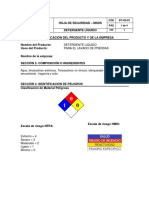 Hoja de Seguridad Detergente Liquido