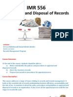 Appraisal and Disposal of Records: Lecturer