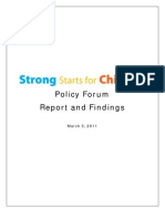 Strong Starts Policy Forum Report and Findings