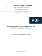 Relatório de Química Inorganica Final