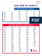 Silent Letter e Word List