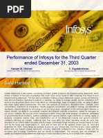 Performance of Infosys For The Third Quarter Ended December 31, 2003