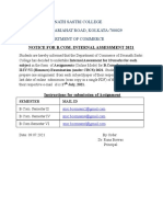 Notice of Internal Assessment 2021