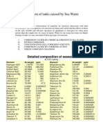 Corrosion of Tanks Caused by Sea Water: Detailed Composition of Seawater