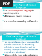 Creative Aspect of Human Language