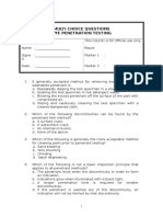 Multi Choice Questions Dye Penetration Testing: This Column Is For Official Use Only