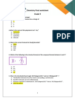 Chemistry Final Worksheet Grade 9