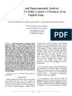 Segmental and Suprasegmental Analysis: A Case Study of A Malay Learner's Utterances of An English Song