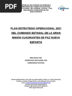 Plan Estrategio Operacional 2021 Del Comando Estadal de La Gran Misión Cuadrantes de Paz Nueva Esparta