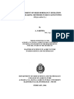 Assessment of Seed Dormancy Duration and Breaking Methods in Rice Genotypes (Oryza Sativa L.)